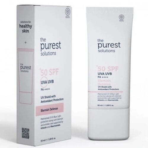 THE PUREST SOLUTIONS SPF50+ BLEMISH DEFENSE CREAM - 50 ML | ذا بيوريست كريم مزيل الشوائب وخافي العيوب مع عامل حماية من شمس 50+