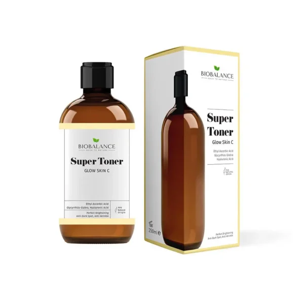 25 BIO BALANCE SUPER TONER GLOW SKIN C ANTI-WRINKLE AND ILLUMINATOR AGAINST PIGMENTATION SPOTS, FOR ALL SKIN TYPES - 250ML | بايو بالانس سوبر تونر فيتامين سي مضاد للتصبغات و التجاعيد - 250 مل