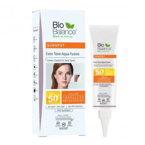 BIO BALANCE SUNSPOT EVEN TONE AQUA FUSION SPF 50 DRY TOUCH - 40 ML | بايو بالانس واقي شمسي للبشرة الدهنية شفاف - 40 مل