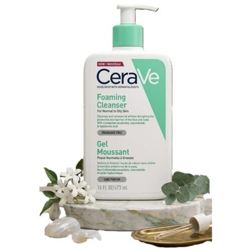CeraVe Foaming Cleanser - gently cleanses normal to oily skin and removes excess oil without drying - 473ml | سيرافي غسول رغوي للبشرة العادية الى الدهنية - 473 مل