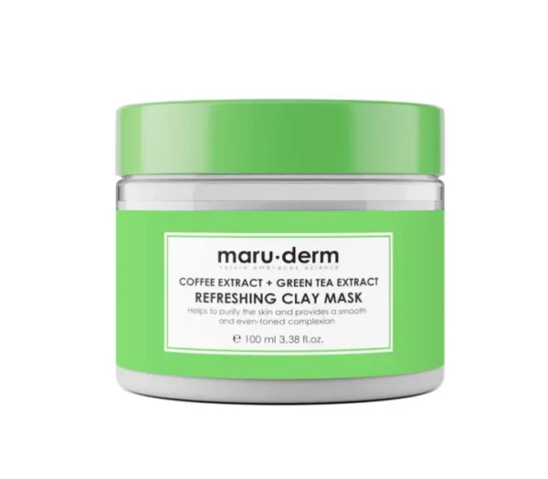 MARU.DERM COFFEE AND GREEN TEA EXTRACT REFRESHING CLAY MASK - 100ML | مارو.ديرم ماسك الوجه بالشاي الأخضر و القهوة - 100 مل