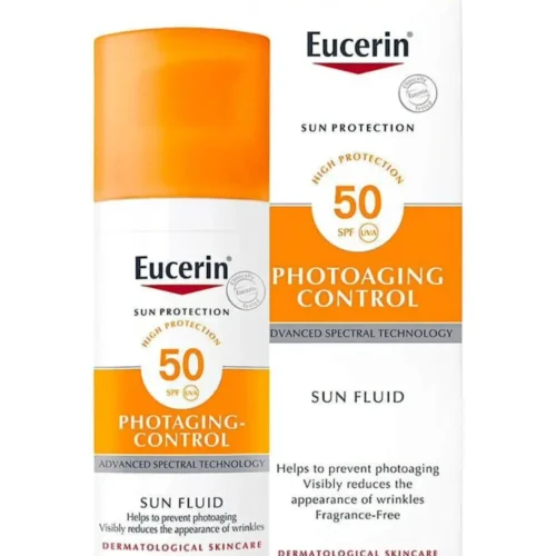 EUCERIN SUN PHOTOAGING CONTROL SUN FLUID FPS 50 - 50ML | يوسيرين كريم واقي شمسي للحماية من الشيخوخة الضوئية SPF 50+ - 50 مل