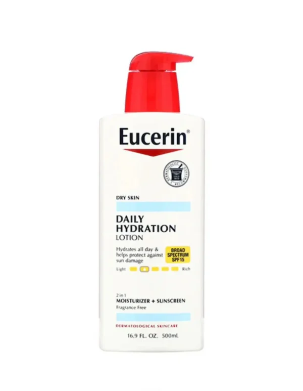 33 EUCERIN LOTION DAILY HYDRATION SPF 15 - 500ML |يوسيرين لوشن للترطيب اليومي بعامل حماية من الشمس 15 - 500 مل