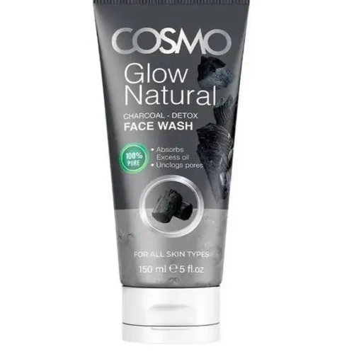 COSMO GLOW NATURAL CHARCOAL - DETOX FACE WASH - 150ML | كوزمو غسول منقي للوجه بالفحم النشط - 150 مل