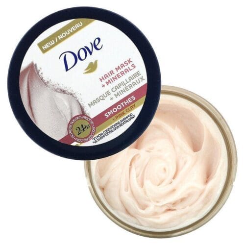 Mineral Hair Mask Smoothes + Pink Clay  قناع دوف المعدني للشعر، ينعم الشعر بالطين الوردي، يغذي الشعر المجعد.