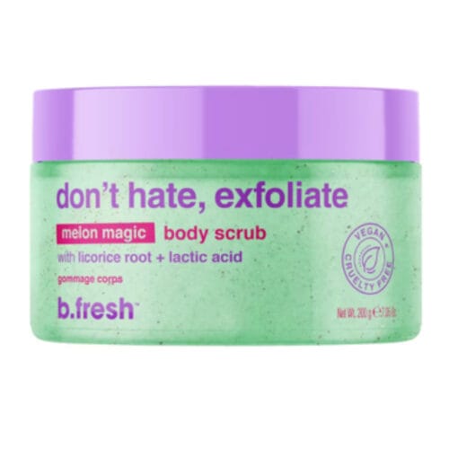 3A46E2B1-1966-4114-9293-60DFABD43147 مقشر جسم بخلاصة جذور عرق السوس والاكتيك (الأخضر).B.Fresh Don’t Hate, Exfoliate Body Scrub بي فريش مقشر للجسم