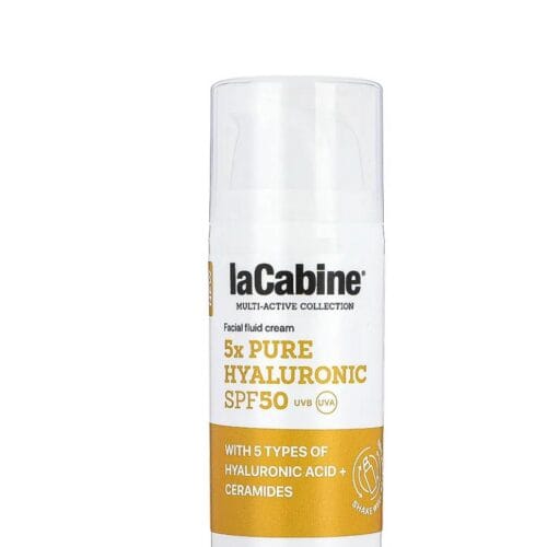 WhatsApp Image 2025-09-26 at 20.28.40_e970d6a4 هذا المنتج هو كريم سائل للوجه من La Cabine بتركيبة 5X Pure Hyaluronic مع عامل حماية من الشمس SPF50.