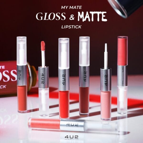 4U2 MY MATE GLOSS & MATTE LIPSTICK | فور يو تو أحمر شفاه ماي ميت بتركيبة لامعة ومطفية