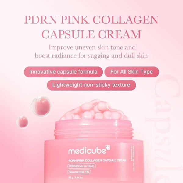 Medicube Capsule Cream with Salmon DNA PDRN Pink Collagen - 55g | مديكيوب كريم كبسولات الكولاجين الوردي لإصلاح وتجديد البشرة – 55 غم