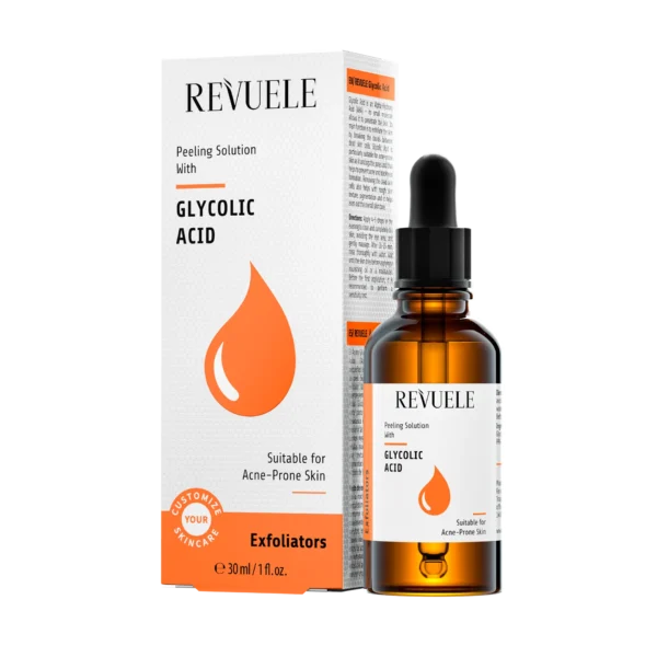 101609-Glycolic-Acid-Box-and-bottle_S REVUELE Glycolic Acid Serum - 30ml | ريفيولي سيروم كلايكولك اسد - 30 مل