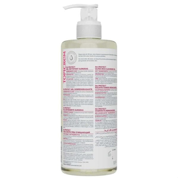 TOPICREM DA PROTECT ULTRA RICH CLEANSING GEL - 500ml | توبكريم دي إيه بروتكت جل التنظيف فائق الترطيب للبشرات الحساسة الأتوبية - 500 مل