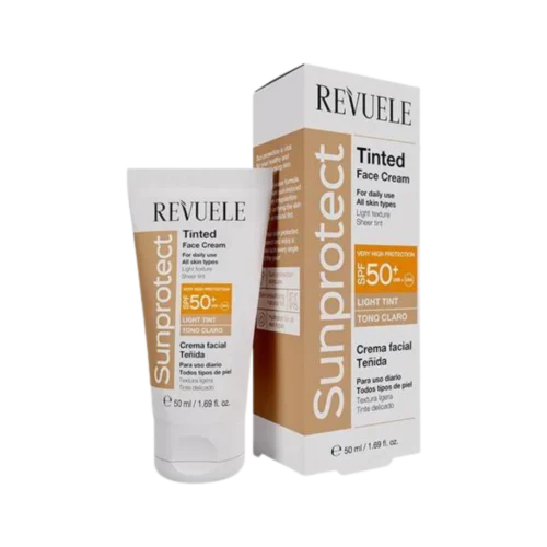 Revuele Tinted sunscreen cream SPF50+ - 50ml | ريفولي كريم واقي شمسي مع لون spf50+ - 50 مل لكل انواع البشرة