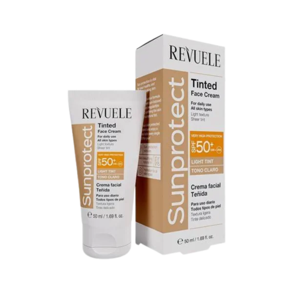 Revuele Tinted sunscreen cream SPF50+ - 50ml | ريفولي كريم واقي شمسي مع لون spf50+ - 50 مل لكل انواع البشرة