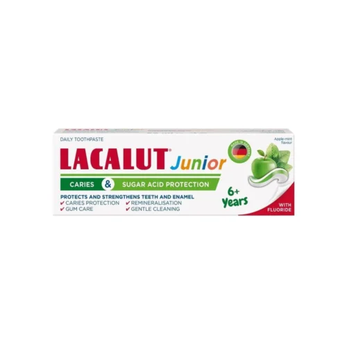 14371a0d-7e99-45b9-bb0e-ba7993f079c3-1000x1000-Pbyut8efjkztJq6CMKOFZF3EhZqR8eL5ArXdLdgR LACALUT® Junior 6+ years Toothpaste | لاكالوت معجون اسنان للاطفال من عمر 6 سنوات فما فوق بنكهة التفاح والنعناع