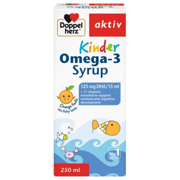 676fe4ad14f7ff003dd45bfe7012717-80909 Doppelherz aktiv Kinder Omega-3 Syrup - 250ml | دبل هيرز أكتف كندر أوميغا-3 شراب - 250 مل