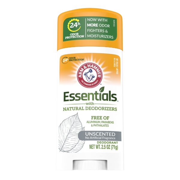 Arm & Hammer Essentials Solid Deodorant, Unscented | مزيل عرق أرم أند هامر "إيسنشيالز" الصلب - غير معطر (خالٍ من الألومنيوم)