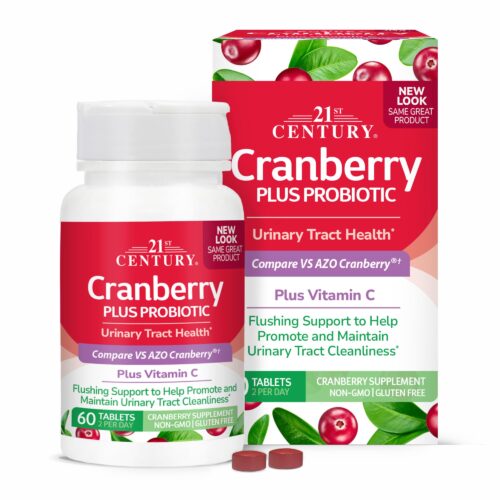 21st Century Cranberry Plus Probiotic Tablets - 60 tab | كرانبيري بلس بروبيوتيك (توت بري مع بكتيريا نافعة) - 60 قرصاً