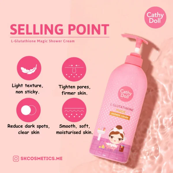 CATHYDOLLL-GLUTATHIONEMAGICSHOWERCREAM500ML Cathy Doll L-Glutathione Magic Shower Cream - 500ml | كاثي دول غسول جسم كريمي بالكلوتاثيون لتفتيح الجسم - 500 مل
