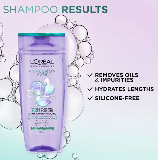 L’Oreal Elvive Hyaluron Pure Purifying Shampoo - 400ml | لوريال شامبو منقي للشعر بالسالسك اسد - 400 مل
