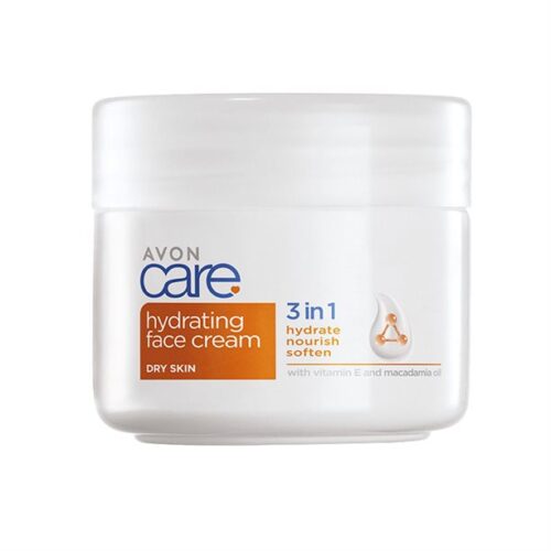Avon Care Hydrating Face Cream with Vitamin E and Macadamia Oil - 100ml | افون كير مرطب للوجه مع فايتمن E وزيت المكاديميا للبشرة الجافة - 100 مل
