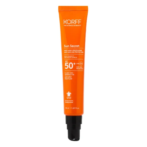 k78v0000050 KORFF Sun Secret Anti Spot Face Fluid SPF50+ - 50ml | كورف واقي شمس بحماية عالية غني بمضادات الاكسدة - 50 مل