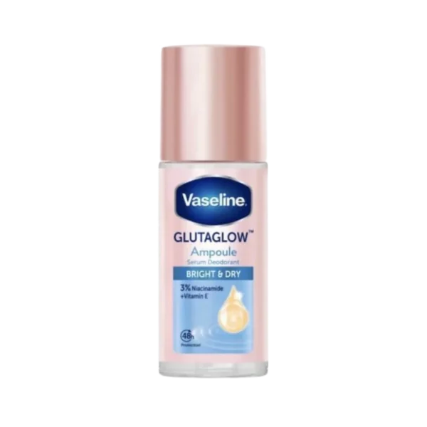 Vaseline Gluta Glow Ampoule Serum Deodorant - Bright & Dry - 45ml | فازلين مزيل تعرق ومفتح للإبطين بتركيبة السيروم المركزة - التفتيح والانتعاش الجاف - 45 مل