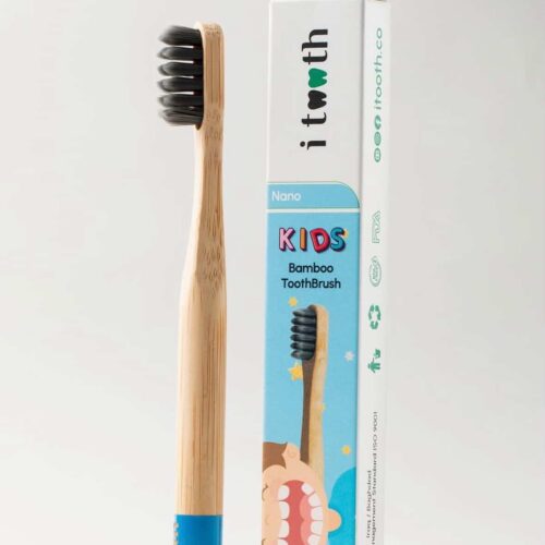 i tooth Kids Bamboo Toothbrush - Blue | آي توث فرشاة أسنان للأطفال - لون أزرق