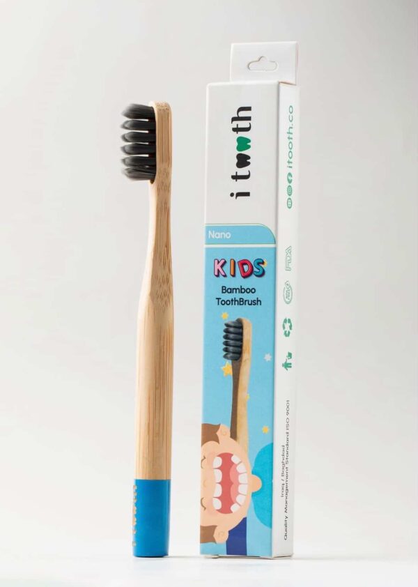 i tooth Kids Bamboo Toothbrush - Blue | آي توث فرشاة أسنان للأطفال - لون أزرق