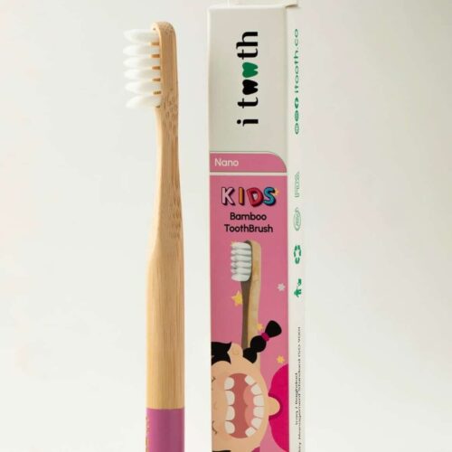 i tooth Kids Bamboo Toothbrush - Pink | اي توث فرشاة أسنان للأطفال - لون وردي