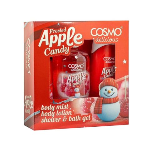 COSMO Delicious Frosted Apple Candy 3 Pieces Gift Set For Women & Men (150ml +350ml +200ml) | مجموعة هدايا كوزمو كير المعطرة للجسم برائحة حلوى التفاح المثلجة - 3 قطع
