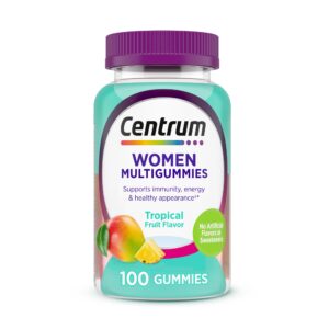Centrum Women’s Multivitamin Gummies, Immune, Energy, Healthy Appearance Support - 100 Count - 50 Day Supply |سنترم جيلاتين للفيتامينات المتعددة للنساء - دعم المناعة، الطاقة، والمظهر الصحي – 100 قطعة