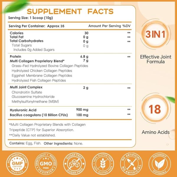 NATURE TARGET Multi-Collagen Peptides For Joint Support - 350g | نيتشر تاركت بودرة الكولاجين المتحلل لدعم المفاصل والجمال - للرجال والنساء - 350غ