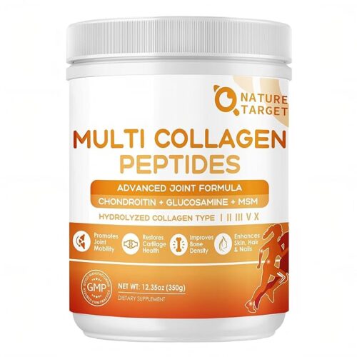 NATURE TARGET Multi-Collagen Peptides For Joint Support - 350g | نيتشر تاركت بودرة الكولاجين المتحلل لدعم المفاصل والجمال - للرجال والنساء - 350غ