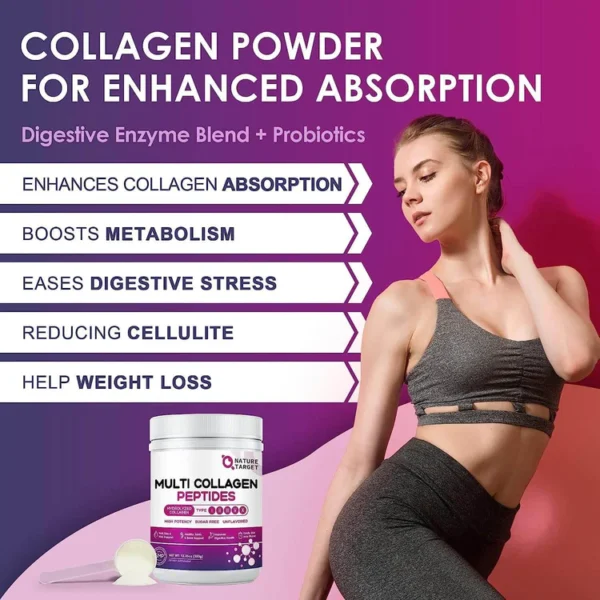 Nature Target Women’s Hydrolyzed Collagen Powder - 350g | نيتشر تاركت بودرة الكولاجين المتحلل للنساء - تركيبة متكاملة لدعم الجمال والصحة - 350 غ