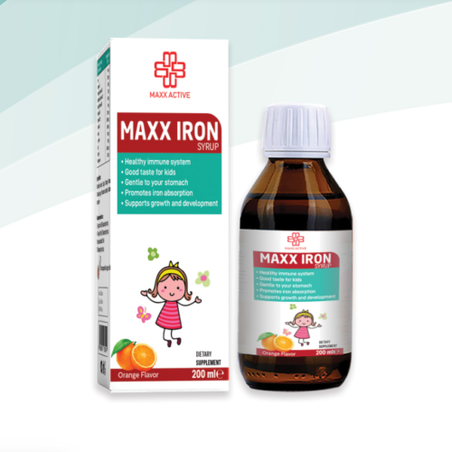 MAXX ACTIVE MAXX IRON SYRUP - 200ml | ماكس اكتف - ماكس آيرون شراب مكمل غذائي من الحديد والفيتامينات المتعددة للأطفال - 200 مل