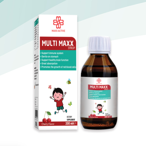 MAXX ACTIVE MULTİ MAXX SYRUP - 200ml | ماكس اكتف - ملتي ماكس شراب يدعم جهاز المناعة والنمو الصحي للدماغ - 200 مل