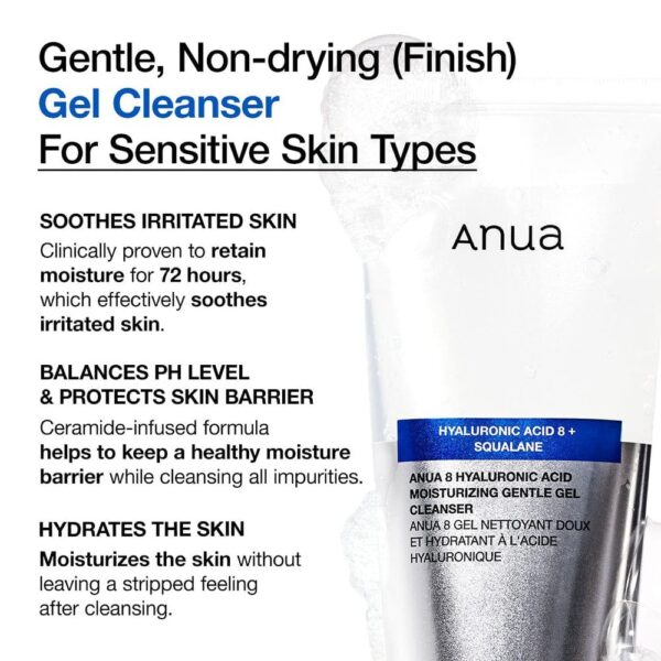 ANUA 8 HYALURONIC ACID MOISTURIZING GENTLE GEL CLEANSER - 150ml | أنوا غسول جل منظف ومرطب للبشرة - 150 مل