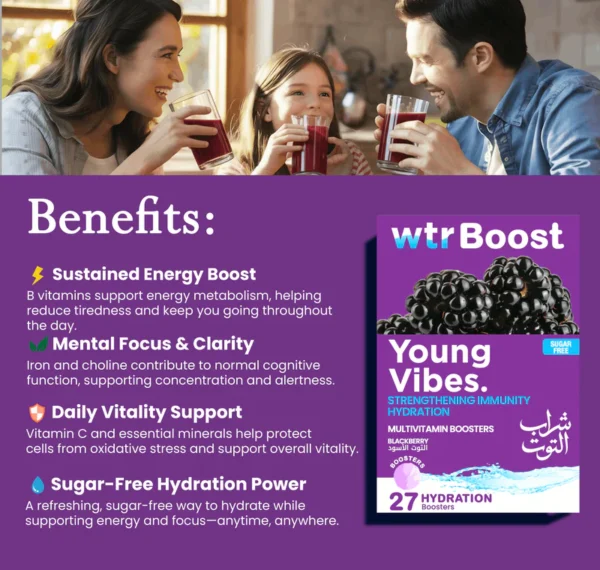 Wtr Boost Young Vibes Strengthening Immunity - 36 Hydration Boosters | وتر بوست أقراص فوارة لتعزيز المناعة والترطيب بنكهة التوت - 36 قرص
