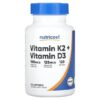 Nutricost Vitamin K2 + Vitamin D3 - 120 Softgels | نوتريكوست فيتامين ك2 + فيتامين د3 100 ملغ - 120 سوفت جل