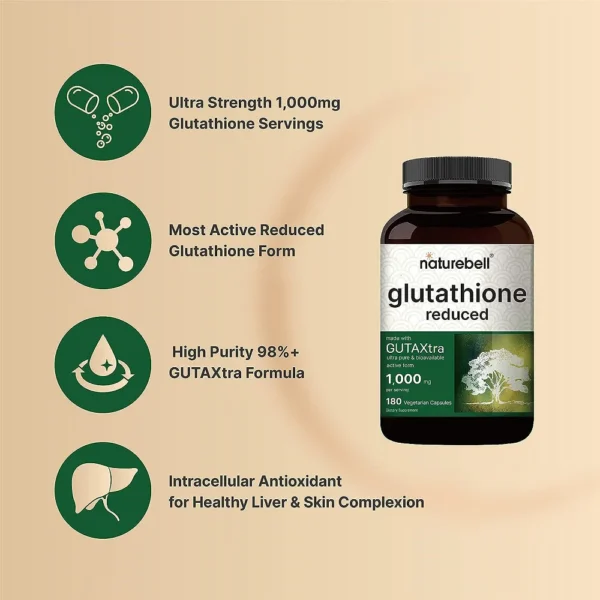 naturebell glutathione 2000 mg - 240 Capsules | نيتشر بيل كبسولات الجلوتاتيون 2000 مغ - 240 كبسولة