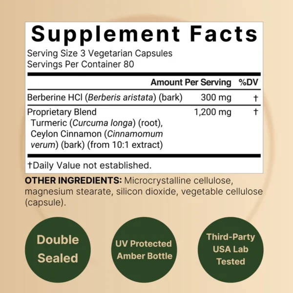 naturebell Berberine Supplement 1,500mg - 240 Veggie Capsules | نيتشر بيل بربرين - 240 كبسولة