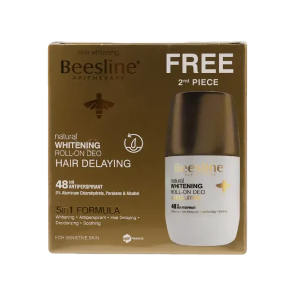 Beesline Whitening Roll-On Hair Delaying - 1+1 - 50ml | بيزلين رول اون مزيل تعرق 1+1 قطعة - 50 مل