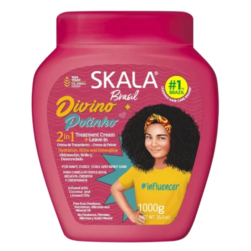 SKALA-Treatment-Cream-2-in-1-divino-potinho-kids-1kg- Skala Brasil Divino Potinho 2 In 1 Treatment Cream Leave in – 1000g | ماسك وكريم ديفينو بوتينيو للأطفال 2 في 1 من سكالا - 1000غ