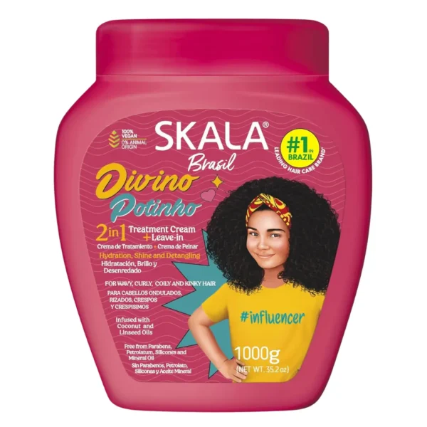 Skala Brasil Divino Potinho 2 In 1 Treatment Cream Leave in – 1000g | ماسك وكريم ديفينو بوتينيو للأطفال 2 في 1 من سكالا - 1000غ