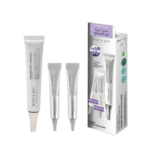 (Mary & May Tranexamic Acid + Glutathione Eye Cream Set - 30ml + (12ml x 2  | ماري اند ماي كريم تفتيح الهالات (3 قطع) - 30 مل + (12 مل x 2)