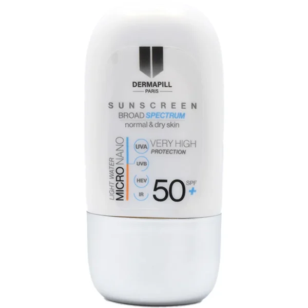 Dermapill micro nano sunscreen for normal and dry skin SPF 50 - 50ml | ديرمابل واقي شمس للبشرة العادية والجافة - 50 مل