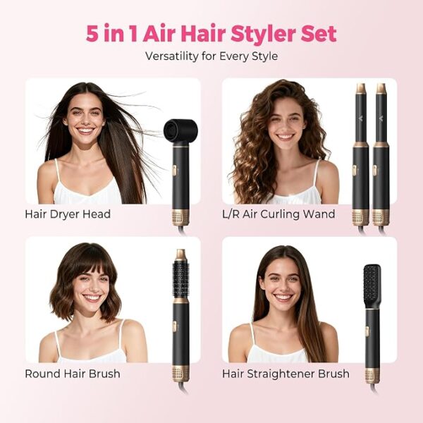 Atopskins 5 in 1 Hair Dryer Brush Set, Hot Air Styler Blowout Brush | اتوبسكنز جهاز تصفيف الشعر 5 في 1