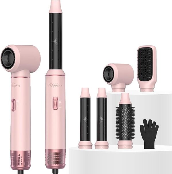 ATOPSKINS 5-in-1 Hair Dryer Brush, Hot Air Styler with Auto-Wrap Curlers | اتوبسكنز جهاز تصفيف الشعر 5 في 1