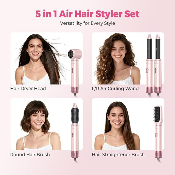 ATOPSKINS 5-in-1 Hair Dryer Brush, Hot Air Styler with Auto-Wrap Curlers | اتوبسكنز جهاز تصفيف الشعر 5 في 1
