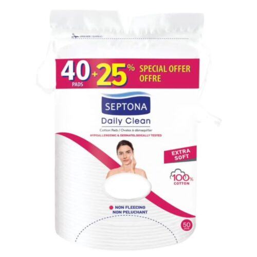 Septona Cotton Pads Daily Clean 40 + 25% * 50 Pcs | سيبتونا قطن دائري للوجه - 50 قطعة